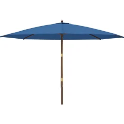 Discount vidaXL Parasoll med trästång 400x273 cm azur Blå