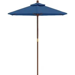 Discount vidaXL Parasoll med trästång 196x231 cm azur Blå