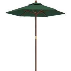 Hot vidaXL Parasoll med trästång 196x231 cm Grön