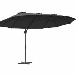 Outlet vidaXL Parasoll 372 x 198 x 243 cm Polyester och aluminium Svart