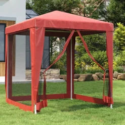 vidaXL Partytält med 4 sidoväggar i nät 2x2 m HDPE röd