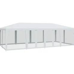 vidaXL Partytält med 12 sidoväggar i nät 8x4 m HDPE vit