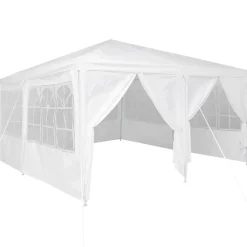 vidaXL Partytält 400 x 400 x 266 cm polyeten Vit