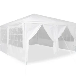 vidaXL Partytält 400 x 400 x 266 cm polyeten Vit