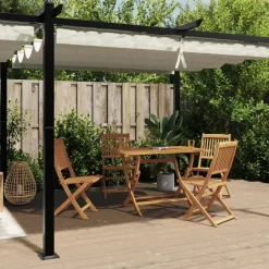 New vidaXL Paviljong med infällbart tak gräddvit 3x6 m aluminium Kräm