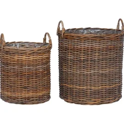vidaXL Planteringskorg med lagring 2 pcs Brun Lacak rotting