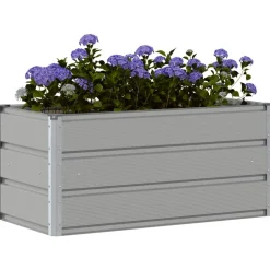 Clearance vidaXL Planteringskärl 100 x 50 x 45 cm Galvaniserat Stål Ljusgrå