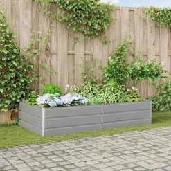 vidaXL Planteringskärl Ljusgrå 195 x 100 x 45 cm Galvaniserat Stål