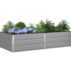 vidaXL Planteringskärl Ljusgrå 195 x 100 x 45 cm Galvaniserat Stål