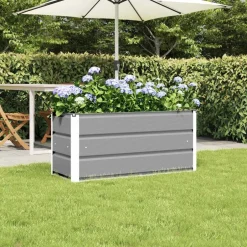 Best vidaXL Planteringskärl 100 x 40 x 45 cm Stål Ljusgrå