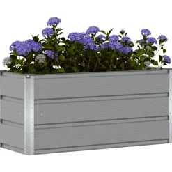 Best vidaXL Planteringskärl 100 x 40 x 45 cm Stål Ljusgrå