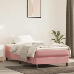 vidaXL Pocketresårmadrass medium rosa 80x200x20 cm sammet