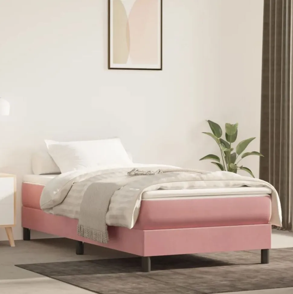 vidaXL Pocketresårmadrass medium rosa 80x200x20 cm sammet