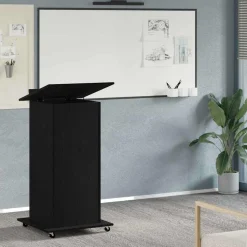 vidaXL Podium med låda Svart Ek 55 x 55 x 107 cm Konstruerat trä