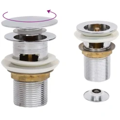 vidaXL Pop-up bottenventil med överflödesfunktion 6,4x6,4x9,1 cm Krom
