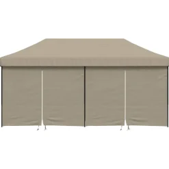 vidaXL Pop-Up hopfällbart partytält med 4 sidoväggar Taupe
