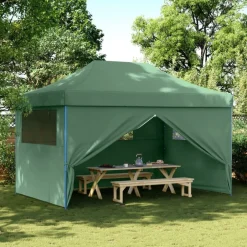 vidaXL Pop-Up hopfällbart partytält med 4 sidoväggar Grön