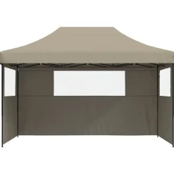 vidaXL Pop-Up hopfällbart partytält med 3 sidoväggar taupe