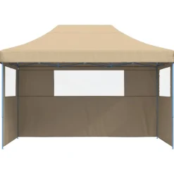 vidaXL Pop-Up hopfällbart partytält med 3 sidoväggar beige