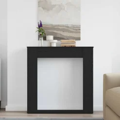 vidaXL Öppen spis infattning svart ek 100x20x100 cm konstruerat trä