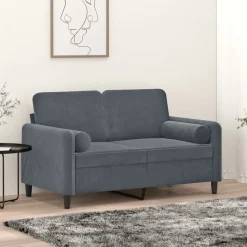 vidaXL Prydnadskuddar 2 st mörkgrå Ø15x50 cm sammet