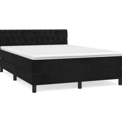 Online vidaXL Ramsäng med madrass 140x200 cm sammet Svart
