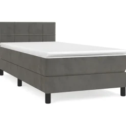 vidaXL Ramsäng med madrass mörkgrå 80x200 cm sammet