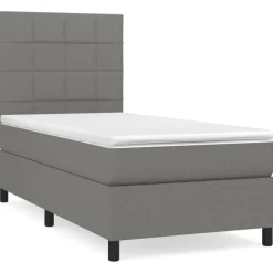 Hot vidaXL Ramsäng med madrass 90x190 cm tyg Mörkgrå