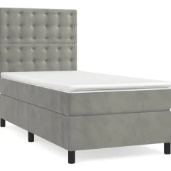 Sale vidaXL Ramsäng med madrass 80x200 cm sammet Ljusgrå