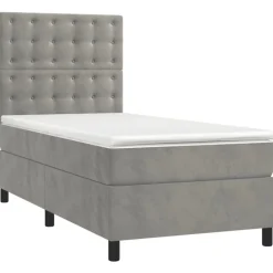 Sale vidaXL Ramsäng med madrass 80x200 cm sammet Ljusgrå