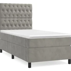 vidaXL Ramsäng med madrass ljusgrå 80x200 cm sammet