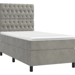 vidaXL Ramsäng med madrass ljusgrå 80x200 cm sammet