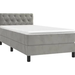 vidaXL Ramsäng med madrass ljusgrå 80x200 cm sammet