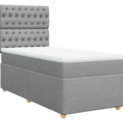 vidaXL Ramsäng med madrass ljusgrå 80x200 cm tyg