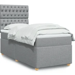 vidaXL Ramsäng med madrass ljusgrå 80x200 cm tyg