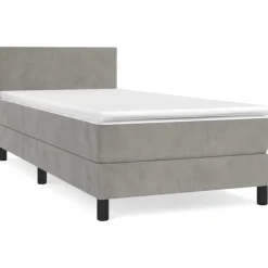 Clearance vidaXL Ramsäng med madrass 80x200 cm sammet Ljusgrå