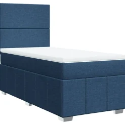 vidaXL Ramsäng med madrass blå 90x200 cm tyg