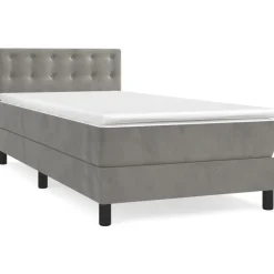 vidaXL Ramsäng med madrass ljusgrå 80x200 cm sammet