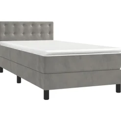 vidaXL Ramsäng med madrass ljusgrå 80x200 cm sammet