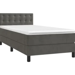 vidaXL Ramsäng med madrass mörkgrå 80x200 cm sammet