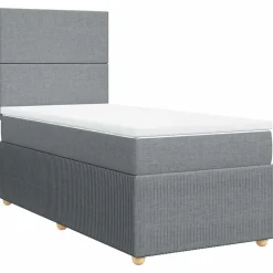 vidaXL Ramsäng med madrass ljusgrå 80x200 cm tyg