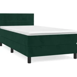vidaXL Ramsäng med madrass mörkgrön 80x200 cm sammet