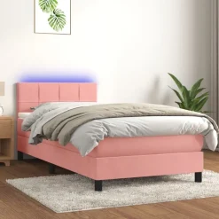Online vidaXL Ramsäng med madrass & LED 80x200 cm sammet Rosa