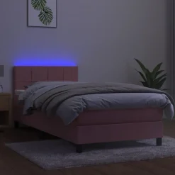 Online vidaXL Ramsäng med madrass & LED 80x200 cm sammet Rosa