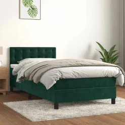 vidaXL Ramsäng med madrass mörkgrön 80x200 cm sammet