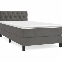 vidaXL Ramsäng med madrass mörkgrå 80x200 cm sammet