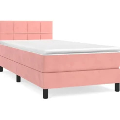 vidaXL Ramsäng med madrass rosa 80x200 cm sammet