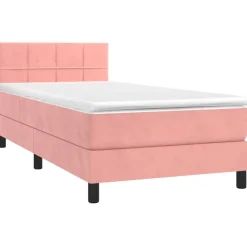 vidaXL Ramsäng med madrass rosa 80x200 cm sammet