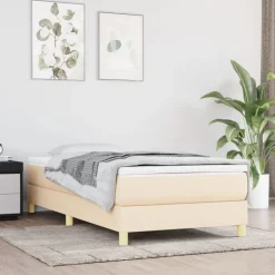 vidaXL Ramsäng med madrass gräddvit 80x200 cm tyg