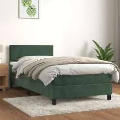 Outlet vidaXL Ramsäng med madrass 80x200 cm sammet Mörkgrön